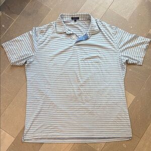 Peter Millar XL Crown Crafted Classic Polo Shirt, Blue, Turquoise, Orange Stripe